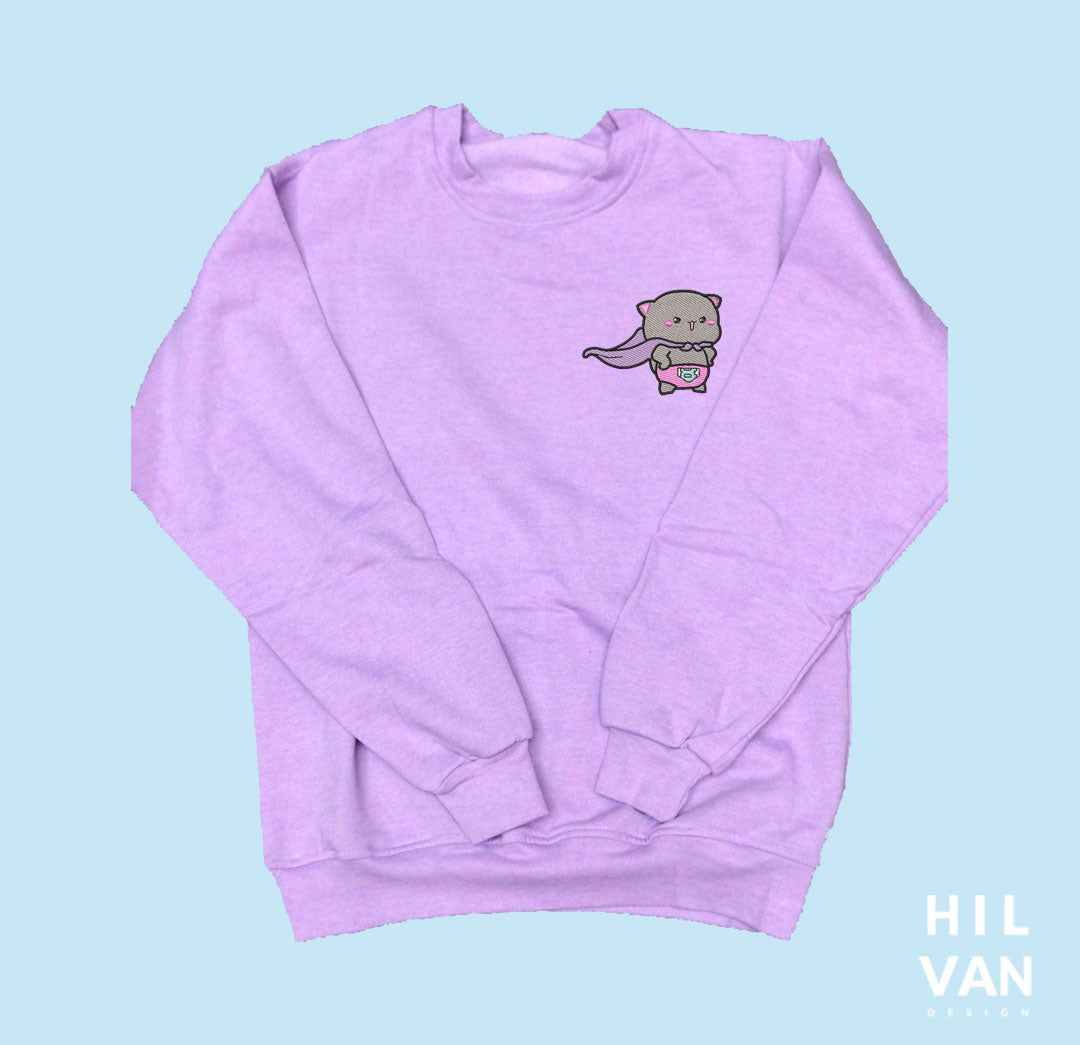 Sudadera / Gatito Gris Capa / Bordado