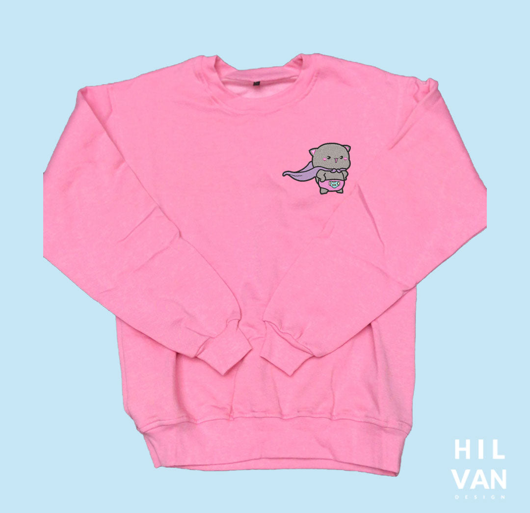 Sudadera / Gatito Gris Capa / Bordado