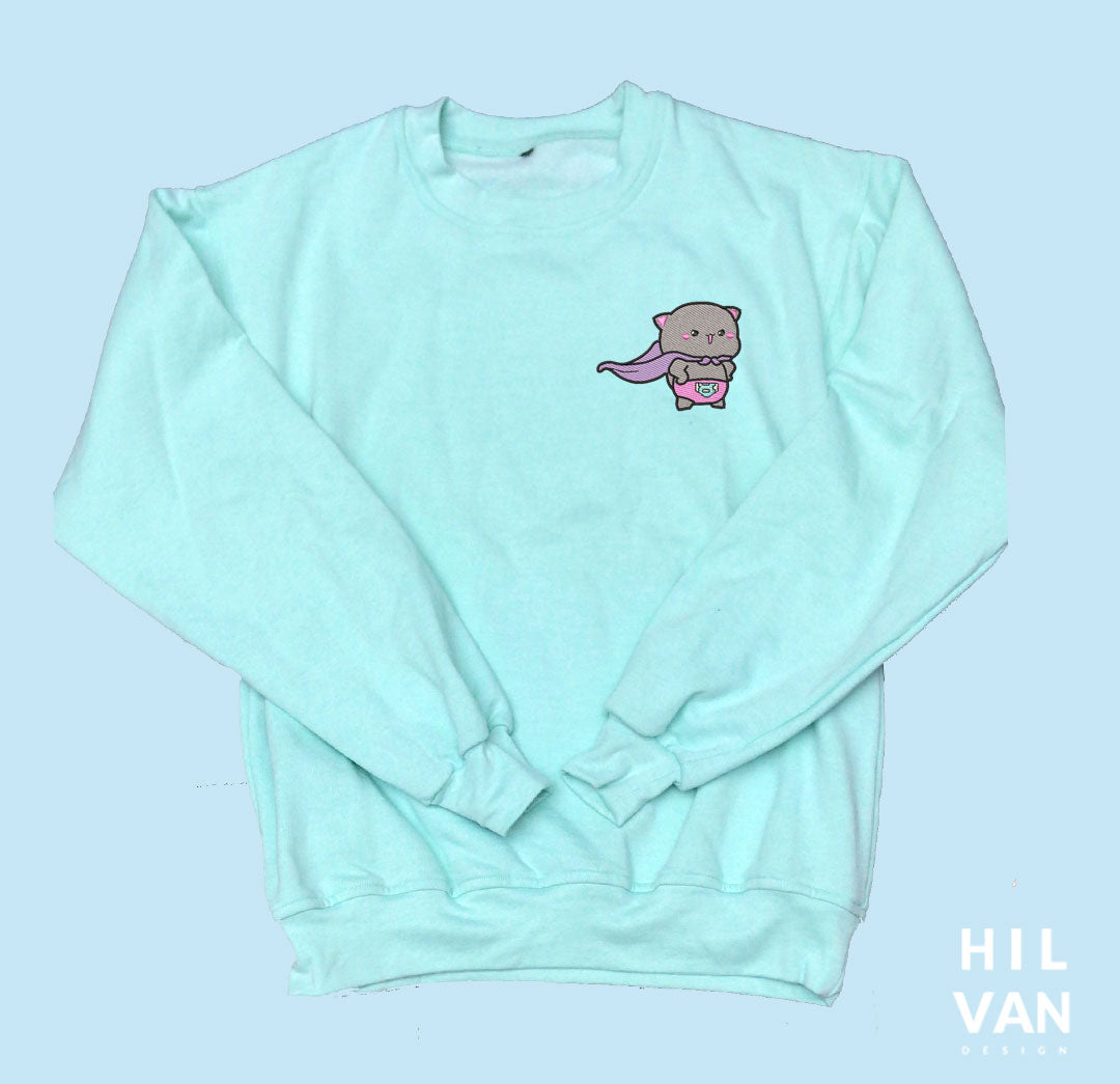 Sudadera / Gatito Gris Capa / Bordado