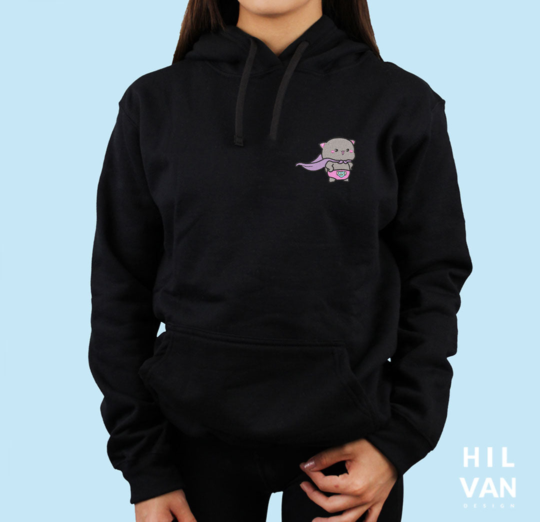 Sudadera / Gatito Gris Capa / Bordado