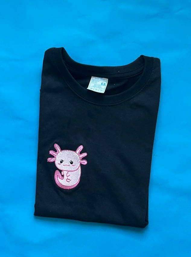 Playera / Ajolote Rosa Pareja / Bordado